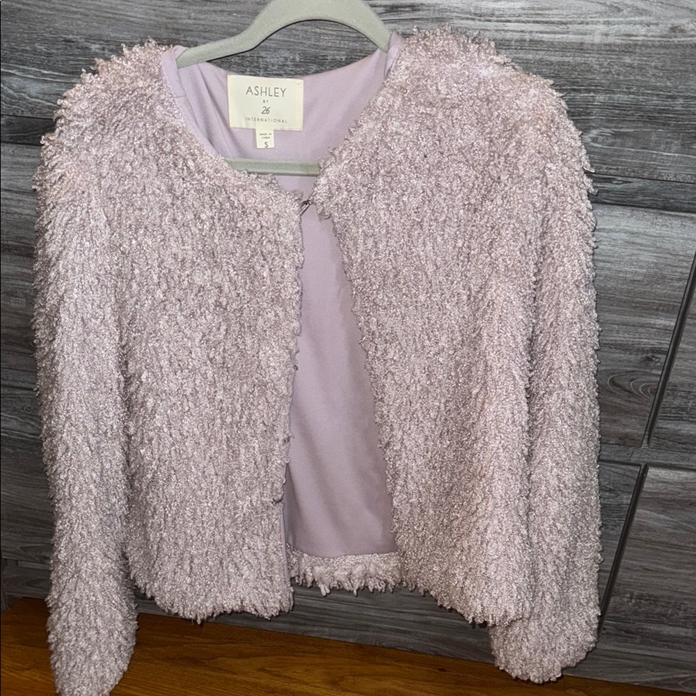 Ashley Lavender Fuzzy Open Cardigan
